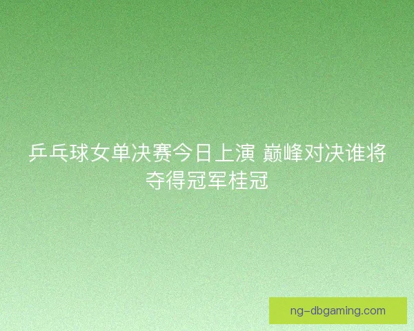 乒乓球女单决赛今日上演 巅峰对决谁将夺得冠军桂冠