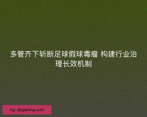 多管齐下斩断足球假球毒瘤 构建行业治理长效机制